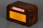Swirled Brown+ Yellow Insert Grille DeWald A-502 &rsquo;Step-Top&rsquo; Catalin Radio